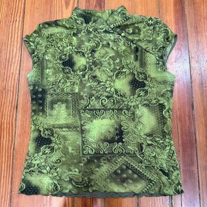Y2K Green Mesh printed top - Small